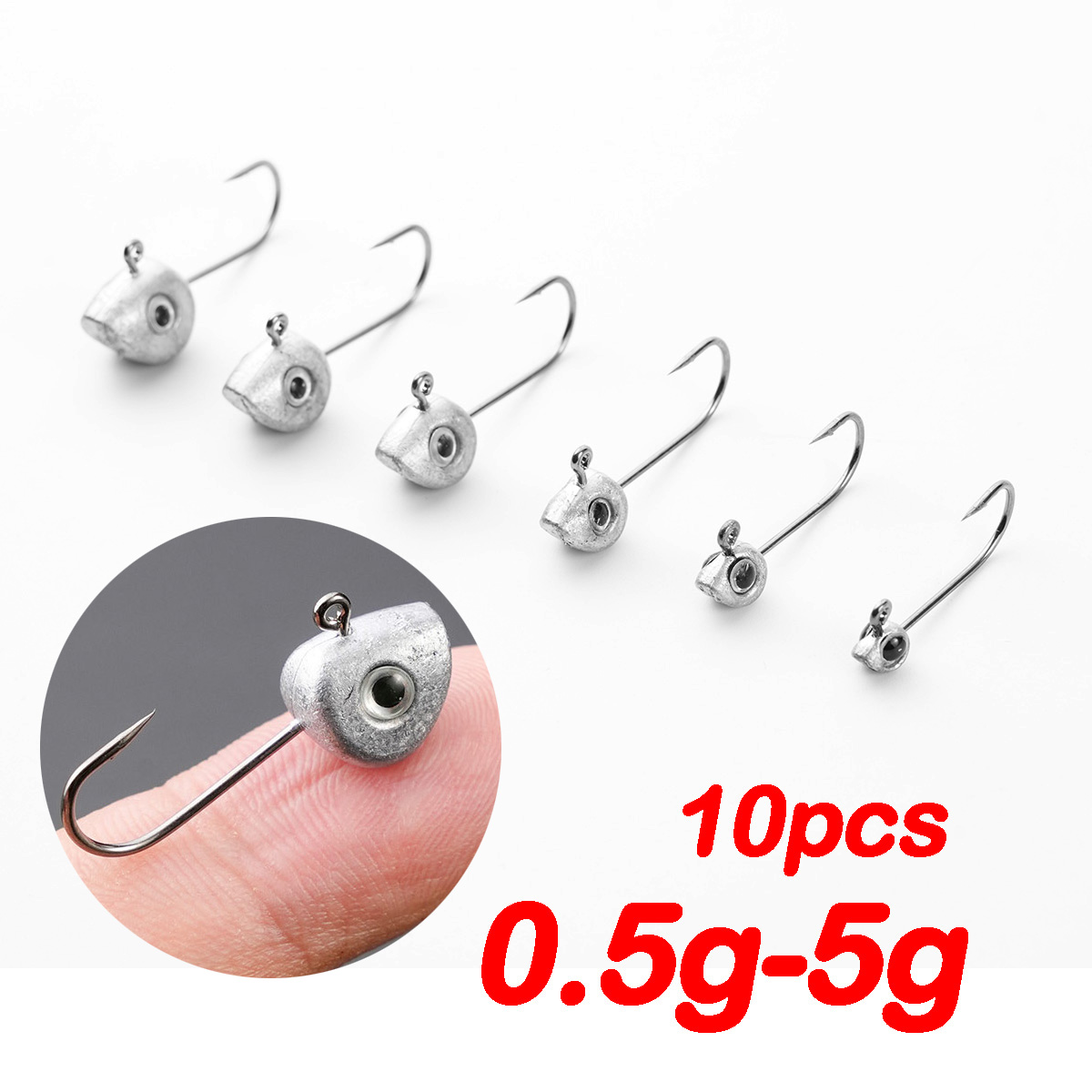Fishing Hook Offset - 10 قطعة خطاف رأس تهزهز صغير