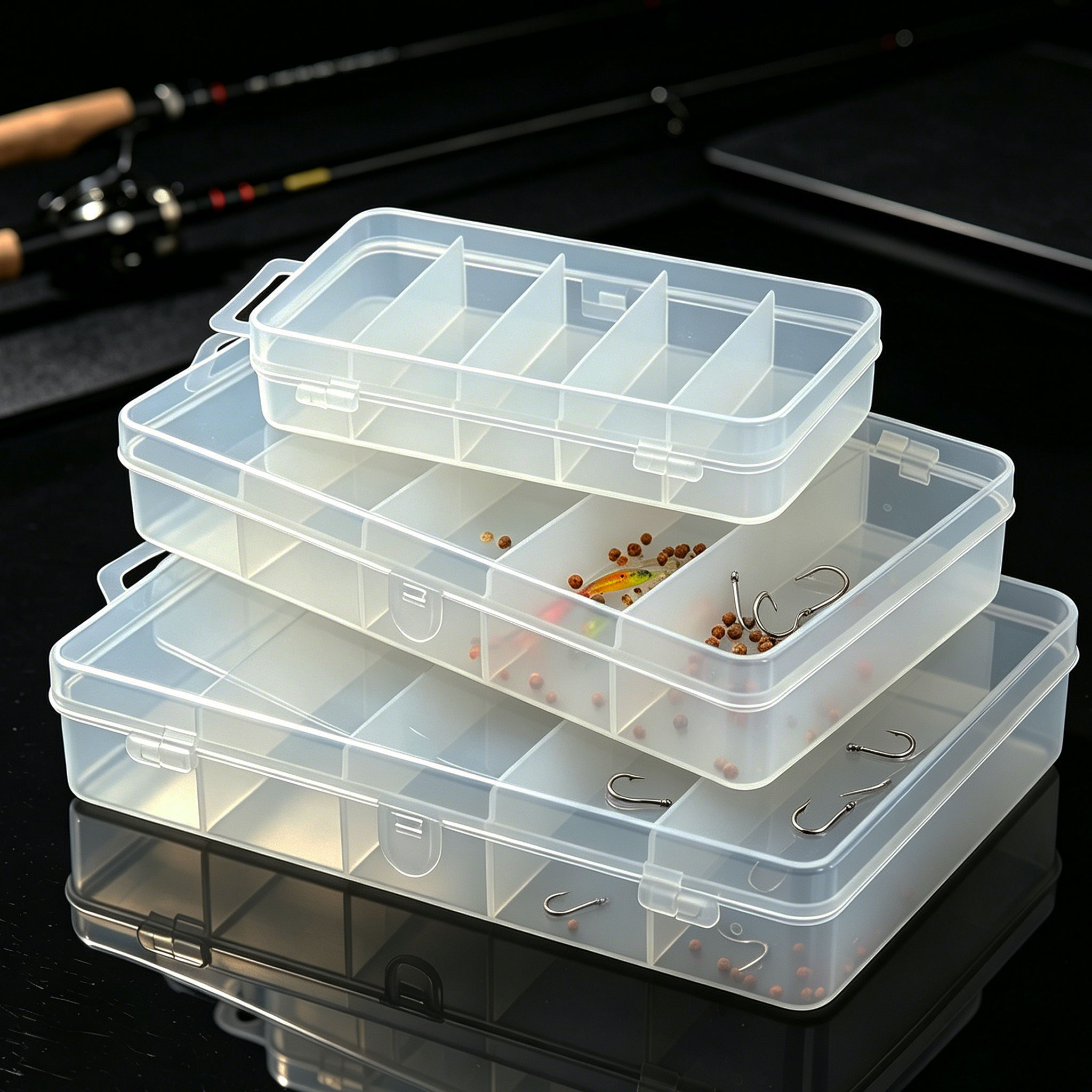 Fishing Hook Box - 1/3 قطع من صناديق الطعم البلاستيكية