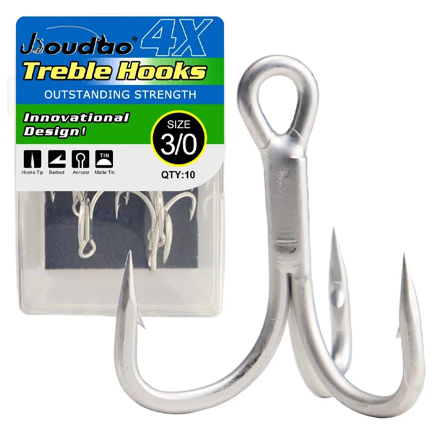 Fishing Hook Barbless - خطافات صيد ثلاثية من الفولاذ عالي