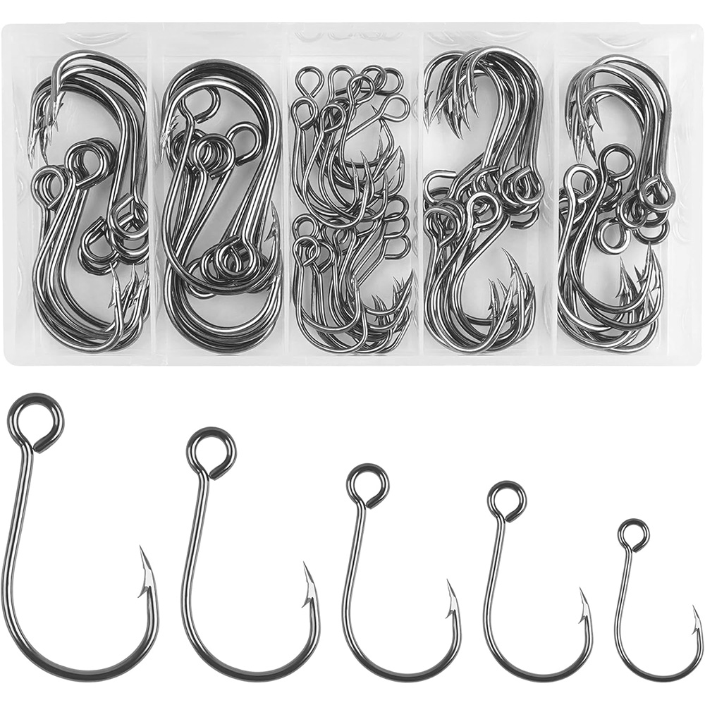 Fishing Hook Circle - 70 قطعة خطاف واحد مضمن لصيد