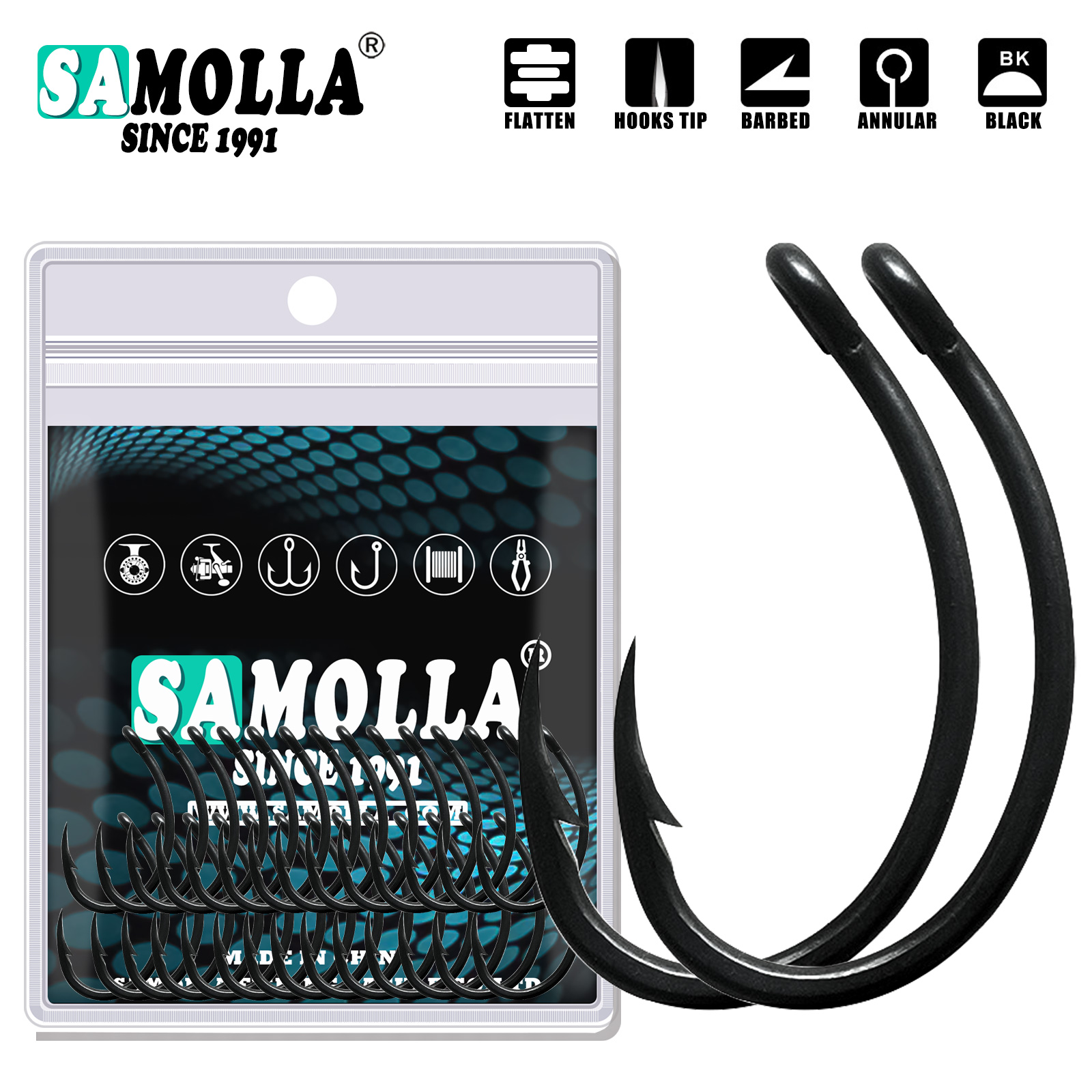 Fishing Hook Offset - 50 قطعة خطاف صيد سمك الشبوط