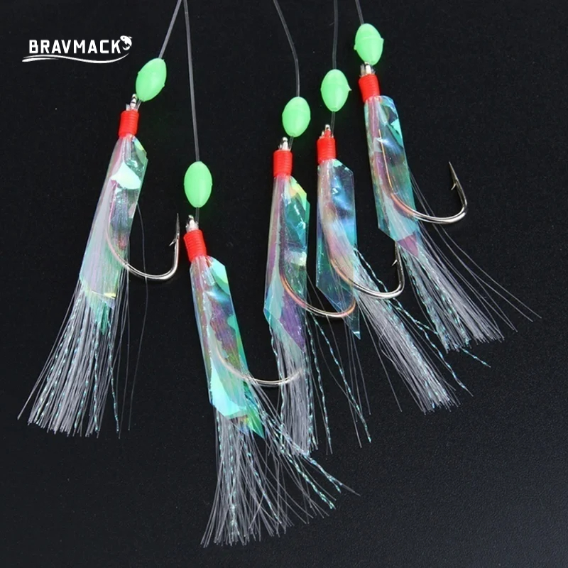 Fishing Hook Assortment - 5 قطعة/المجموعة متعدد الألوان لينة Silverskin