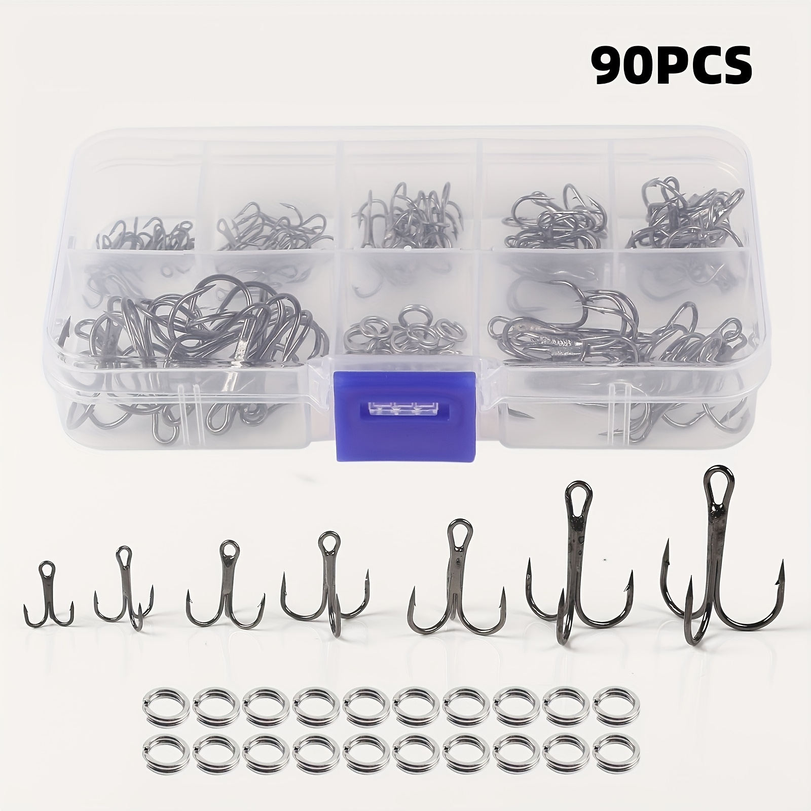 Fishing Hook Assortment - 90 قطعة/مجموعة طقم خطافات صيد ثلاثية
