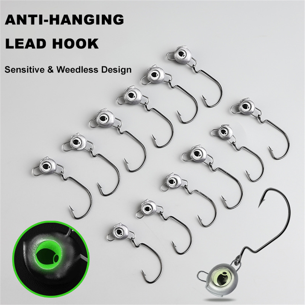 10 قطع من رؤوس الرقصة بدون أعش - مراجعة Fishing Hook Weedless وسعره