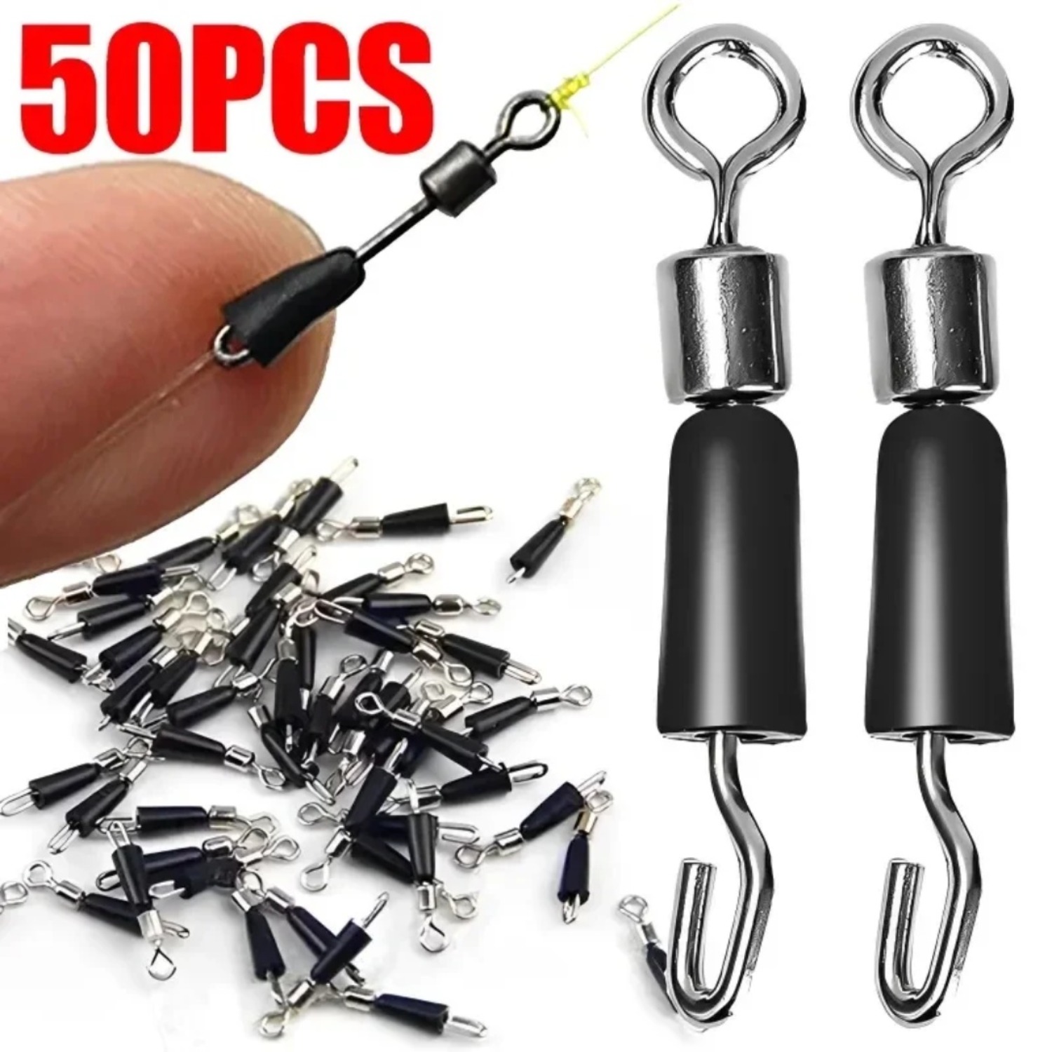 50 قطعة من دوارات تغيير الطعم  - مراجعة Fishing Hook Stainless Steel وسعره