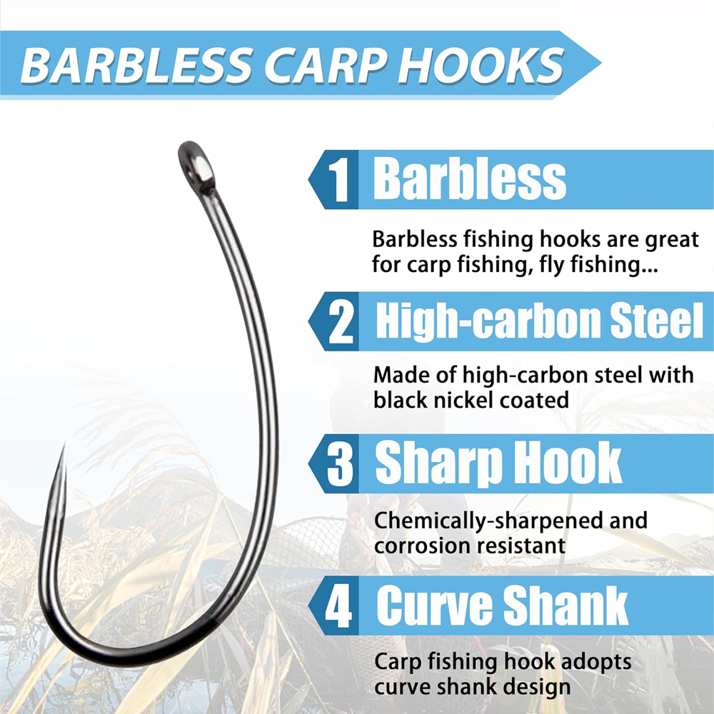 طقم خطافات لصيد الشحناء ، ساق  - مراجعة Fishing Hook Barbless وسعره