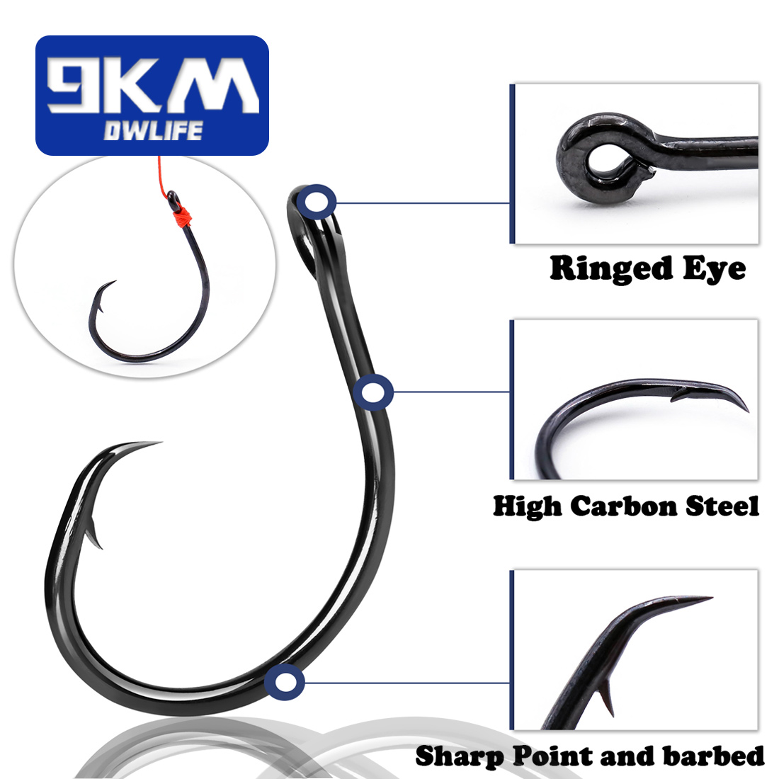 خطافات دائرية واسعة الفجوة 9KM - مراجعة Fishing Hook Circle وسعره