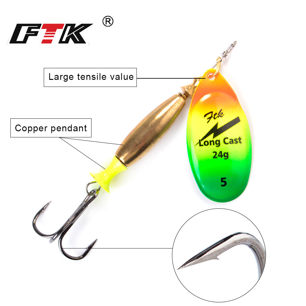 FTK 18 جرام 24 جرام سبينر الطع - مراجعة Fishing Hook Treble وسعره