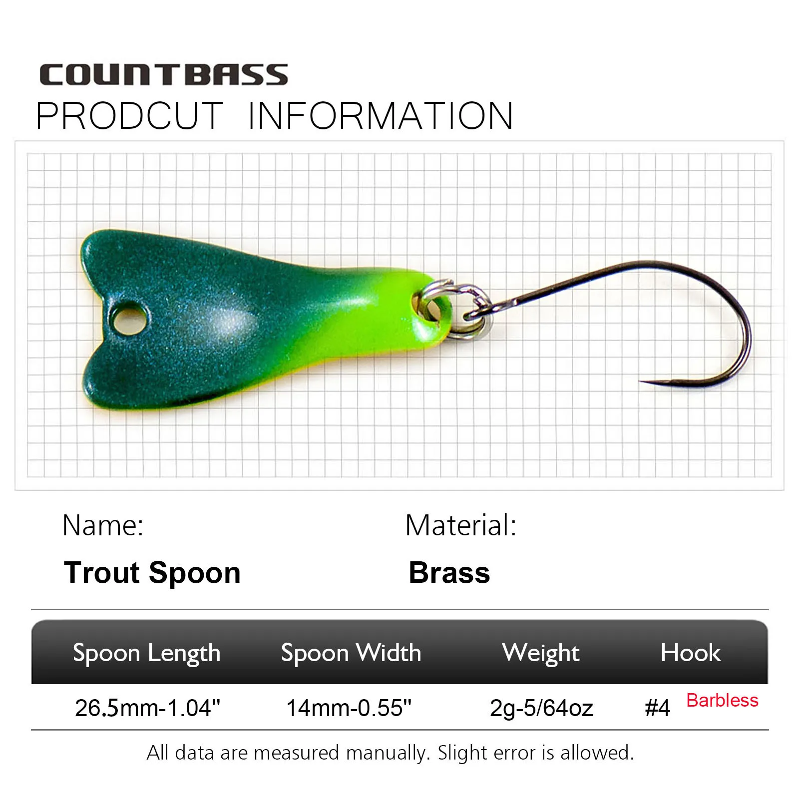 COUNTBASS 5/64oz 2g ملعقة صب م - مراجعة Fishing Hook Barbless وسعره