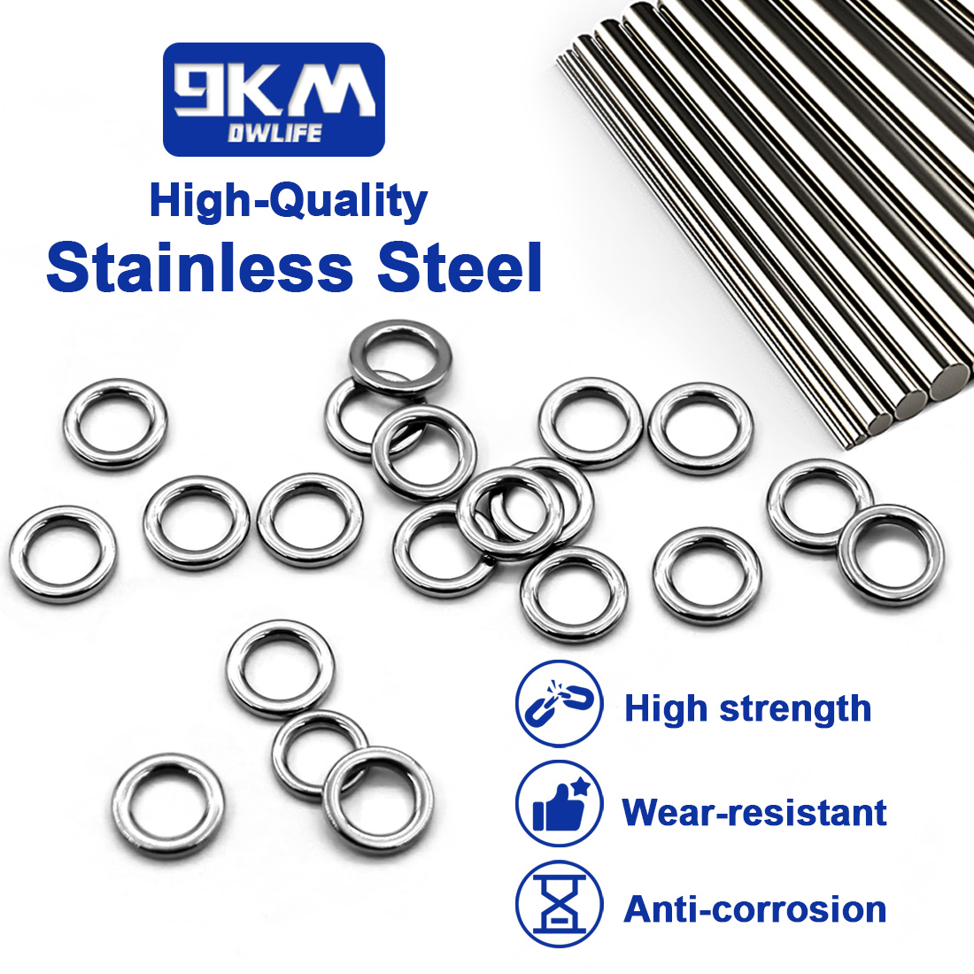حلقات صيد صلبة 9KM، 50 قطعة من - مراجعة Fishing Hook Stainless Steel وسعره