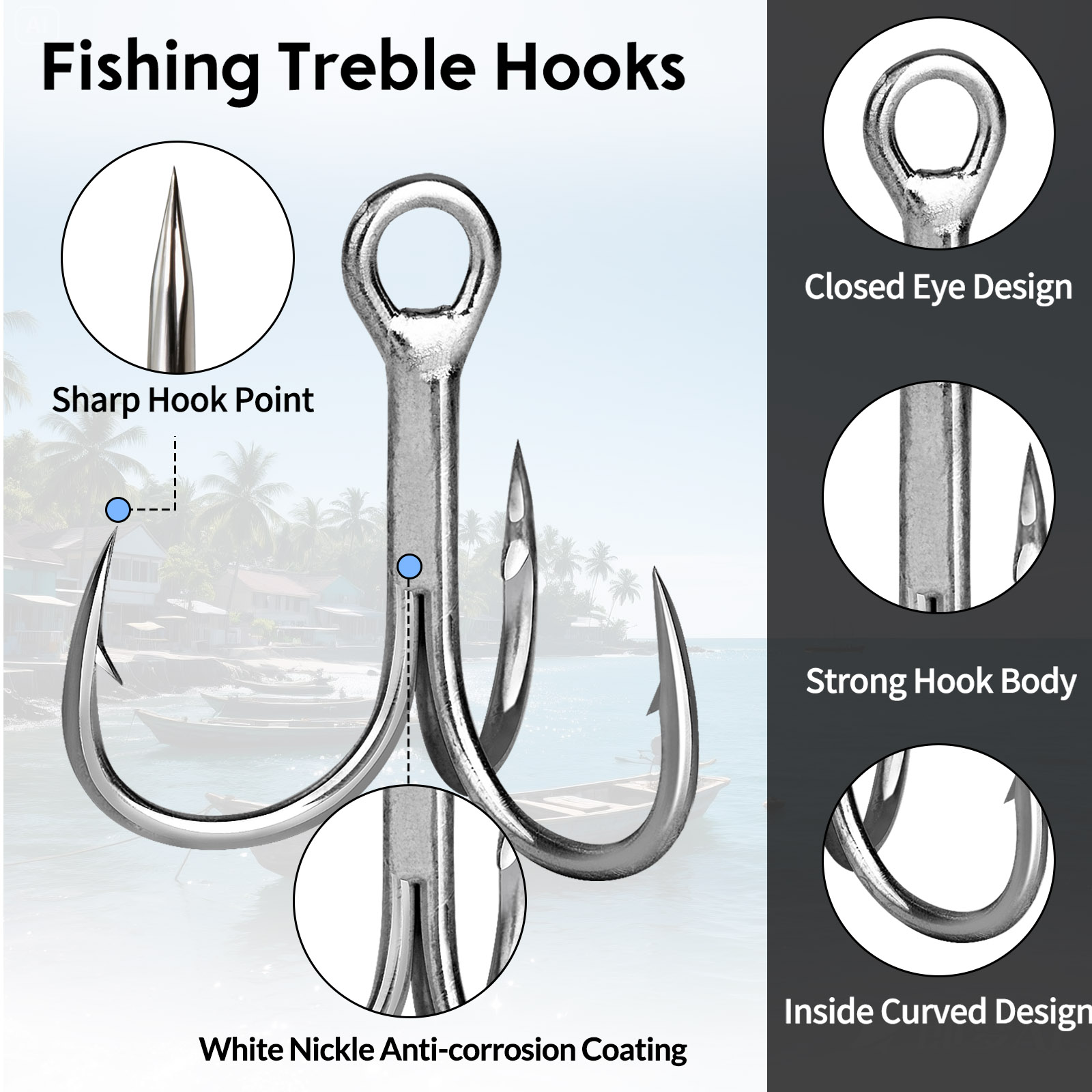 خطافات صيد ثلاثية 9KM للمياه ا - مراجعة Fishing Hook Offset وسعره