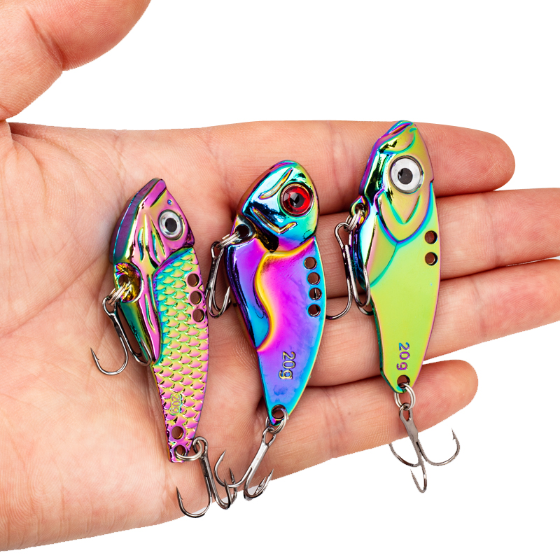 3 قطع طُعم صيد معدني ملون VIB  - مراجعة Fishing Hook Treble وسعره