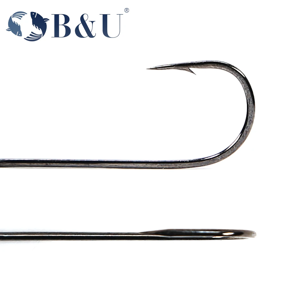 خطافات صيد B&U 20 قطعة، خطافات - مراجعة Fishing Hook Barbless وسعره