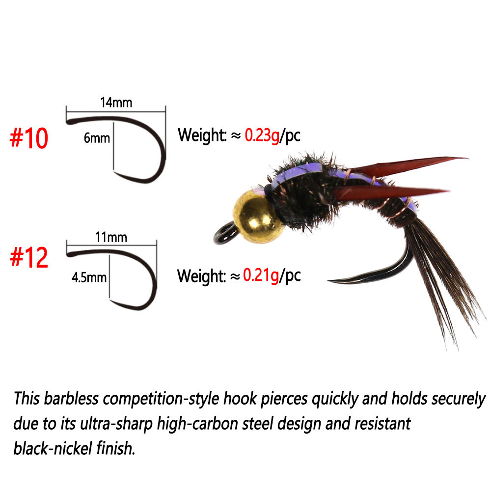 Bimoo 8 قطعة رأس الخرز النحاسي - مراجعة Fishing Hook Barbless وسعره